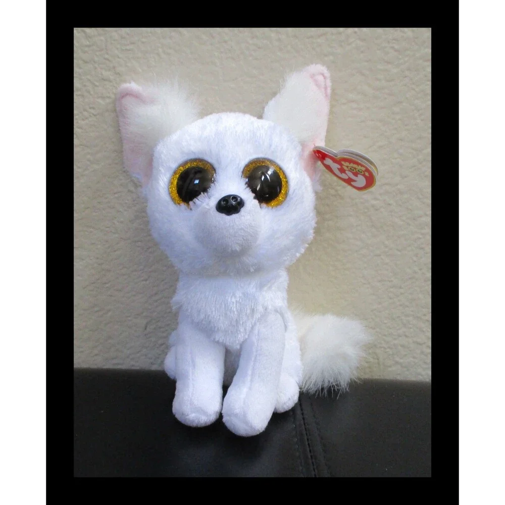 Ty Beanie Boos Phoenix the White Fox Big Gold Glitter Eyes 6